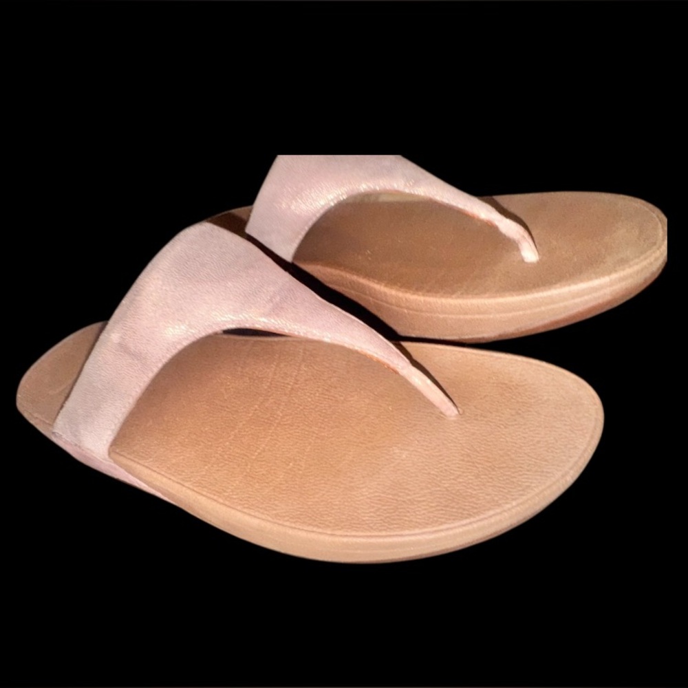 FITFLOP BRAND LULU SPARKLE nude sandals women’s flip flops size 9 - Picture 13 of 14